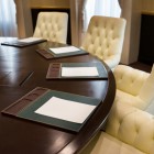 Conference round table and office chairs in meeting room