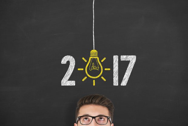 New Year 2017 Big Idea Concept on Blackboard Background